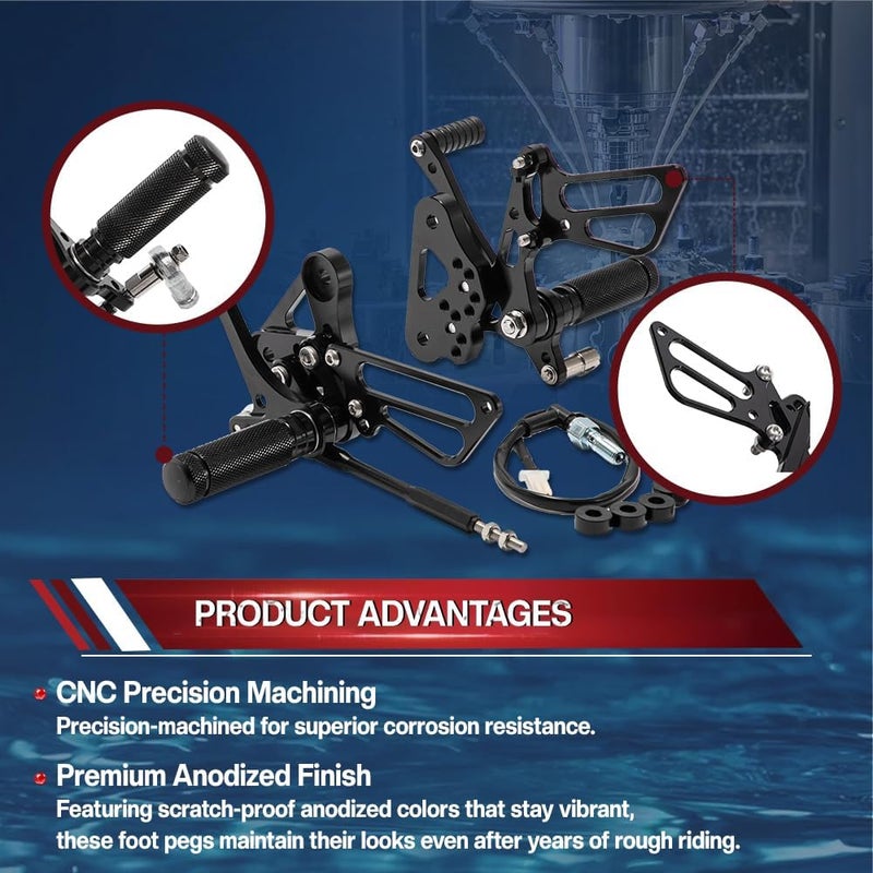 SFriding Motorcycle Adjustable Rear Sets Rearsets Foot Pegs for Suzuki GSXR 600 750 2006-2010 2007 2008 2009 - Image 3